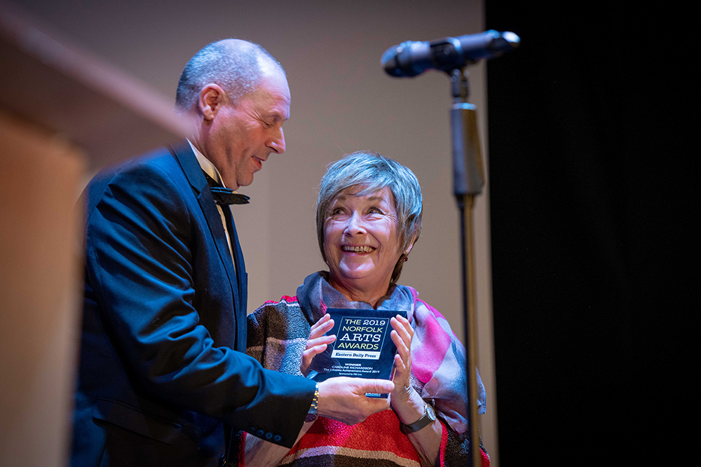 The 2019 Norfolk Arts Awards at St George's Theatre, Great Yarmouth. Lifetime Achievement Award winner Caroline Richardson. Photo credit ©Simon Finlay Photography.
